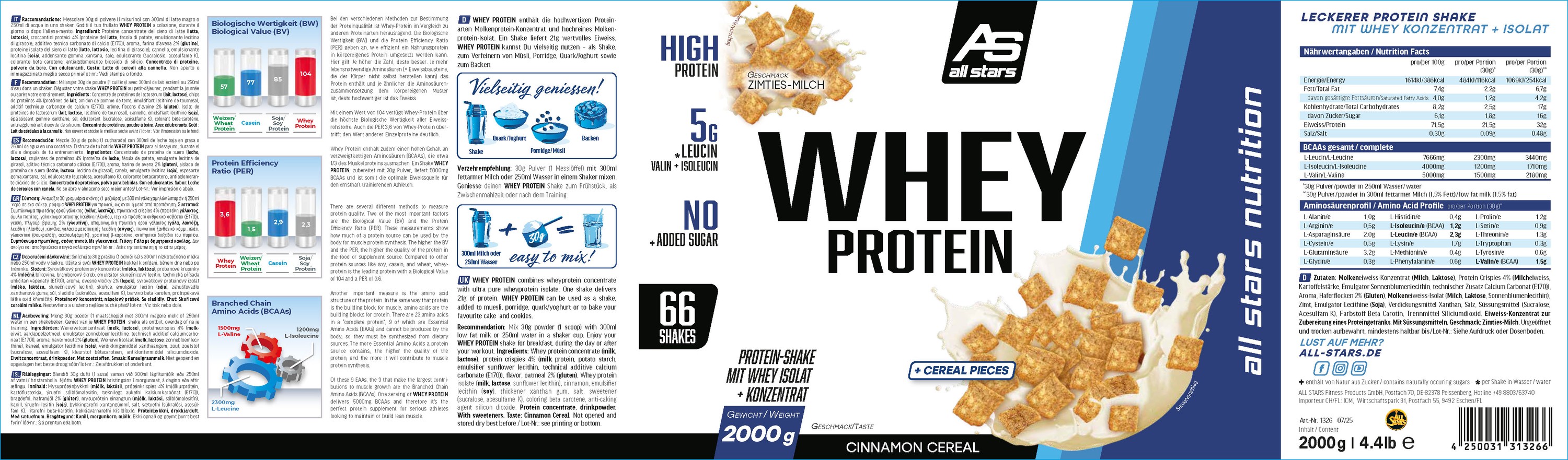 Etikett: WheyProtein_Cinnamon Cereals_2000g_07_25_laVitella_Ansicht